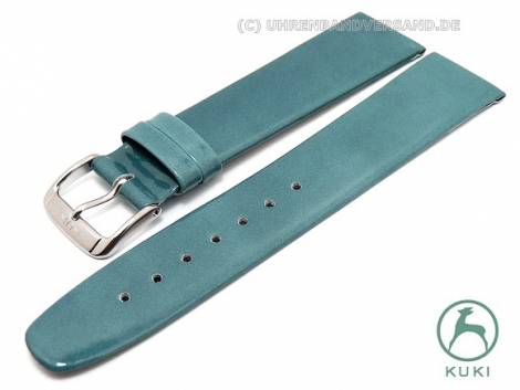 Watch strap 16mm blue patent leather smooth by KUKI (width of buckle 14 mm) - Bild vergr��ern 