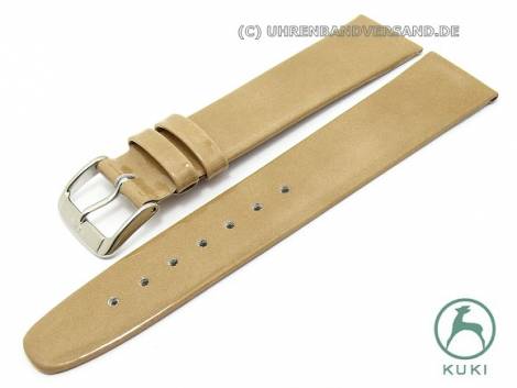 Watch strap 16mm light brown patent leather smooth by KUKI (width of buckle 14 mm) - Bild vergr��ern 