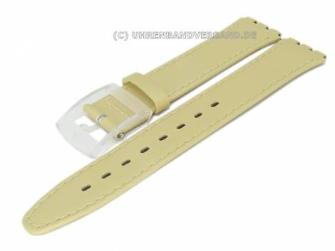 Watch band for Swatch 17mm beige-metallic synthetic/leather smooth surface - Bild vergr��ern 