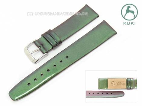 Watch strap 18mm green metallic patent leather smooth by KUKI - Bild vergr��ern 