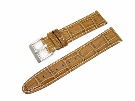 Watch band -Cocco- 18mm honey brown leather croco grain light contrast stitching by Band-It - Bild vergr��ern 