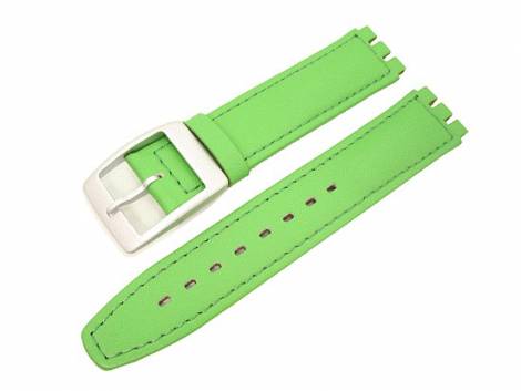 Watch band -Flower- for Swatch green 17mm leather padded and raised - Bild vergr��ern 