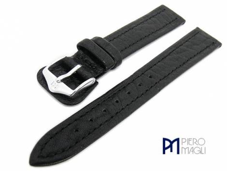 Watch band 20mm black genuine buffalo grained surface by Piero Magli (width of buckle 16 mm) - Bild vergr��ern 