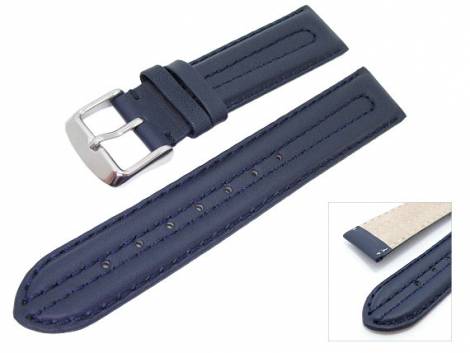 Watch band 20mm leather dark blue chrono style (width of buckle 18 mm) - Bild vergr��ern 