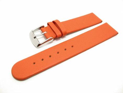 Watch band 18mm orange leather smooth without seam (width of buckle 18 mm) - Bild vergr��ern 