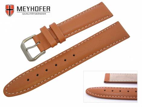 Watch band -Stockholm- 16mm brown smooth surface Titanium buckle by MEYHOFER - Bild vergr��ern 