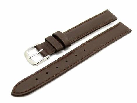 Watch band XL 12mm dark brown smooth surface (width of buckle 12 mm) - Bild vergrößern 