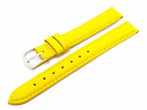 Watch band leather yellow with seam 14mm (width of buckle 12 mm) - Bild vergr��ern 
