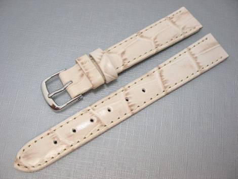 Watch band 14mm leather creme alligator grain (width of buckle 12 mm) - Bild vergr��ern 
