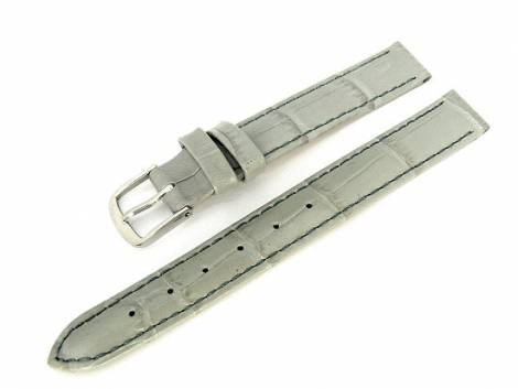 Watch band 14mm leather gray alligator grain (width of buckle 12 mm) - Bild vergr��ern 