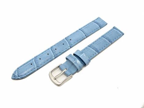 Watch band 14mm leather light blue alligator grain (width of buckle 12 mm) - Bild vergr��ern 
