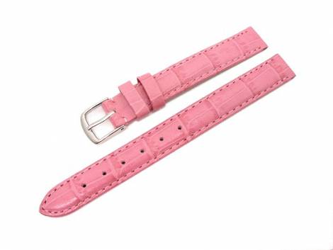 Watch band 14mm leather pink alligator grain (width of buckle 12 mm) - Bild vergr��ern 