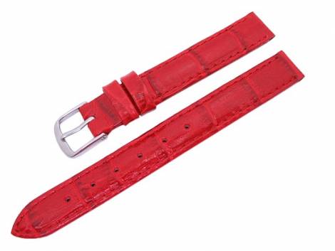 Watch band 14mm leather red alligator grain (width of buckle 12 mm) - Bild vergr��ern 