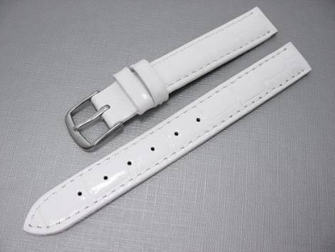 Watch band 14mm leather white alligator grain (width of buckle 12 mm) - Bild vergr��ern 