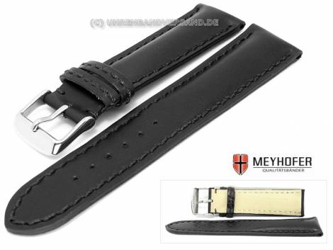 Watch band -Hamburg S- 20mm black saddle leather smooth surface by MEYHOFER - Bild vergr��ern 