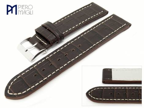 Watch band -Louisiana PNR Style- 18mm dark brown alligator grain Piero Magli (width of buckle 18 mm) - Bild vergr��ern 