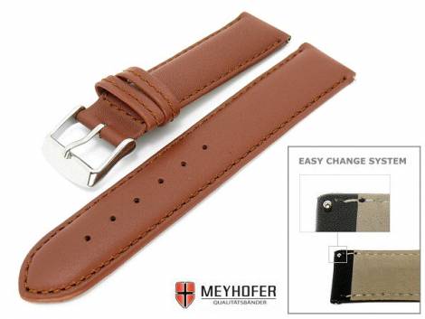 Watch band -Montpellier- 18mm brown smooth surface stitched with Easy Change System by MEYHOFER - Bild vergr��ern 