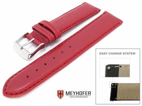 Watch band -Montpellier- 16mm red smooth surface stitched with Easy Change System by MEYHOFER - Bild vergr��ern 