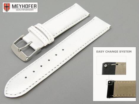 Watch band -Montpellier- 16mm white smooth surface stitched with Easy Change System by MEYHOFER - Bild vergr��ern 