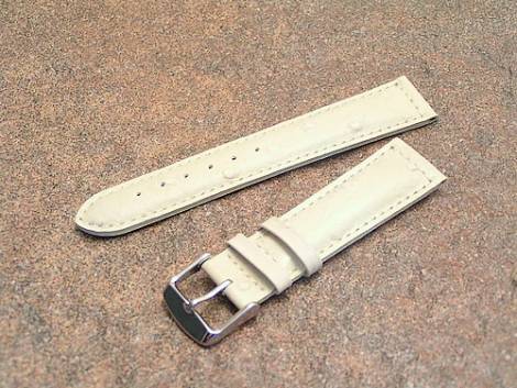 Watch band 22mm creme Ostrich Grain white stitching - Bild vergr��ern 