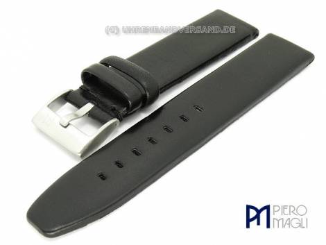 Watch band -Minimalist- 18mm black smooth surface robust by Piero Magli (width of buckle 18 mm) - Bild vergr��ern 