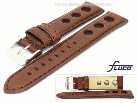 Watch band -Rallye- 18mm brown grained surface by Fluco (width of buckle 16 mm) - Bild vergr��ern 