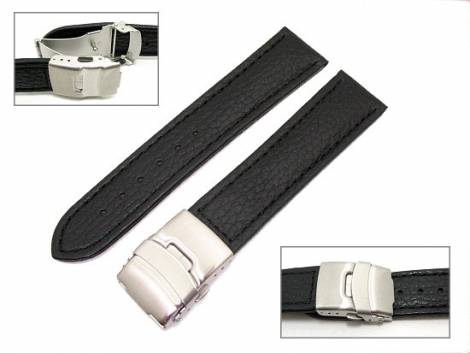 Watch band 26mm black deployant clasp grained surface (width of buckle 24 mm) - Bild vergr��ern 