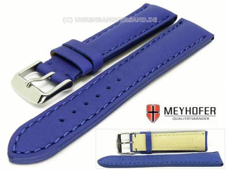 Watch band -Helsinki- 22mm blue smooth surface stitched by MEYHOFER - Bild vergr��ern 