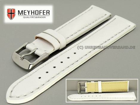 Watch band -Helsinki- 24mm white smooth surface stitched by MEYHOFER - Bild vergr��ern 
