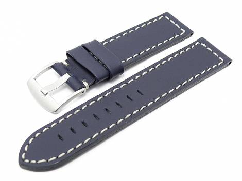 Watch band leather dark blue Aviator Style 22mm (width of buckle 20 mm) - Bild vergr��ern 