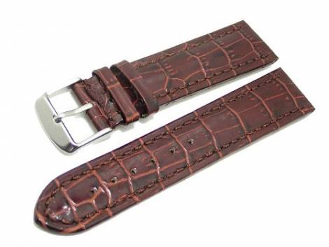 Watch band leather auburn Croco Grain glossy 24mm - Bild vergr��ern 