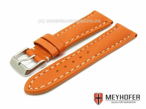 Watch band -Kajaani- XS 24mm orange smooth surface light colored stitching by MEYHOFER - Bild vergr��ern 