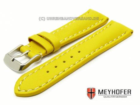 Watch band -Kajaani- XS 24mm yellow smooth surface light colored stitching by MEYHOFER - Bild vergr��ern 