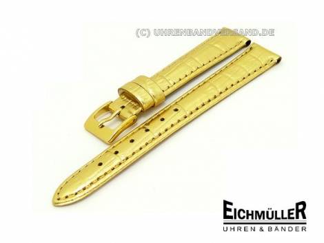 Watch band 14mm gold fashionable design croco grain by Eichmueller (width of buckle 12 mm) - Bild vergr��ern 