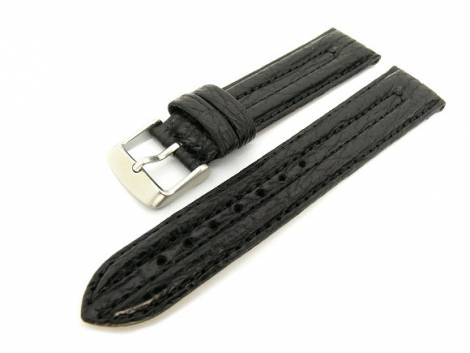 Watch band 18mm black genuine shark padded - Bild vergr��ern 