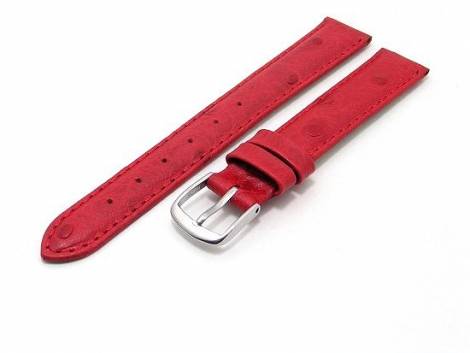 Watch band leather red ostrich grain 14mm - Bild vergr��ern 