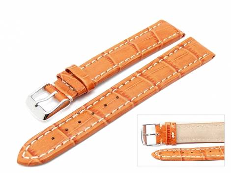 Watch band 24mm leather apricot alligator grain light stitching (width of buckle 22 mm) - Bild vergr��ern 