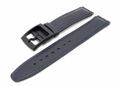 Watch band for Swatch 17mm dark blue smooth surface stitched - Bild vergrern 