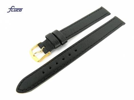 Watch band -Pig- 12mm black pig leather grained surface by Fluco (width of buckle 12 mm) - Bild vergrern 