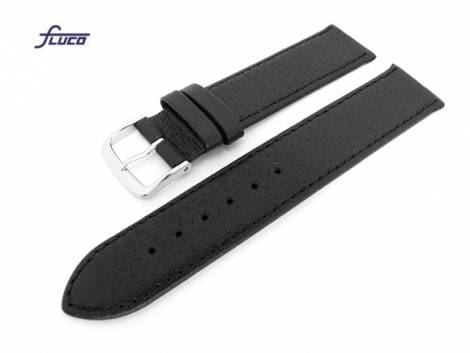 Watch band -Pig- 18mm black pig leather grained surface by Fluco (width of buckle 18 mm) - Bild vergr��ern 