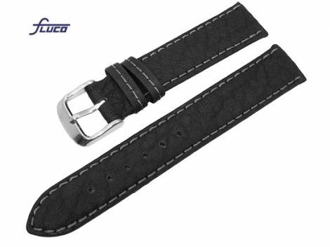 Watch band -Amerika- 18mm black coarse grained surface by Fluco (width of buckle 16 mm) - Bild vergr��ern 