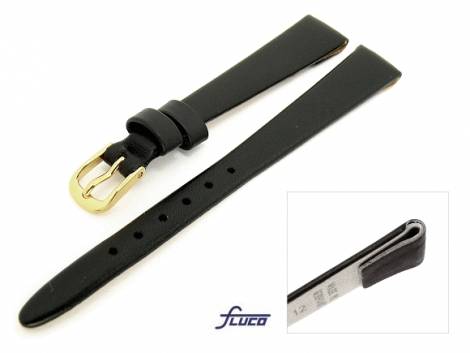 Watch band -Diamond- 10mm for fixed bars black smooth surface by Fluco (width of buckle 08 mm) - Bild vergrern 