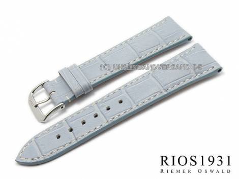 Watch strap XS -New Orleans- 22mm l. blue RIOS allig. grain light stitched (width of buckle 18 mm) - Bild vergr��ern 