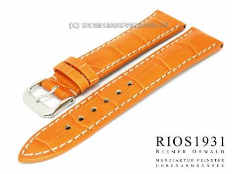 Watch strap XL -New Orleans- 22mm orange RIOS allig. grain light stitching (width of buckle 18 mm) - Bild vergr��ern 