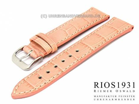 Watch strap -New Orleans- 22mm pink RIOS alligator grain light stitching (width of buckle 18 mm) - Bild vergr��ern 
