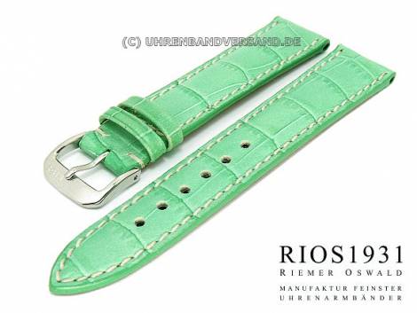 Watch strap -New Orleans- 18mm blue-green RIOS allig. grain light stitched (width of buckle 16 mm) - Bild vergr��ern 