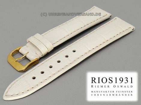 Watch strap -New Orleans- 22mm white RIOS alligator grain padded stitched (width of buckle 18 mm) - Bild vergr��ern 