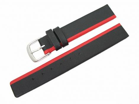 Trend watch band 14mm black/red smooth surface without stitching - Bild vergr��ern 