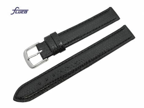 Watch band -Salamander- 14mm black salamander grain by Fluco (width of buckle 14 mm) - Bild vergr��ern 