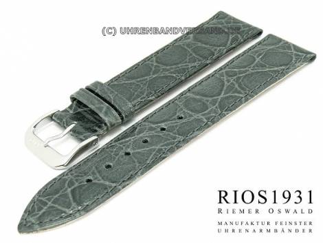 Watch strap -Brazil- 18mm stone gray croco grain RIOS - Bild vergr��ern 